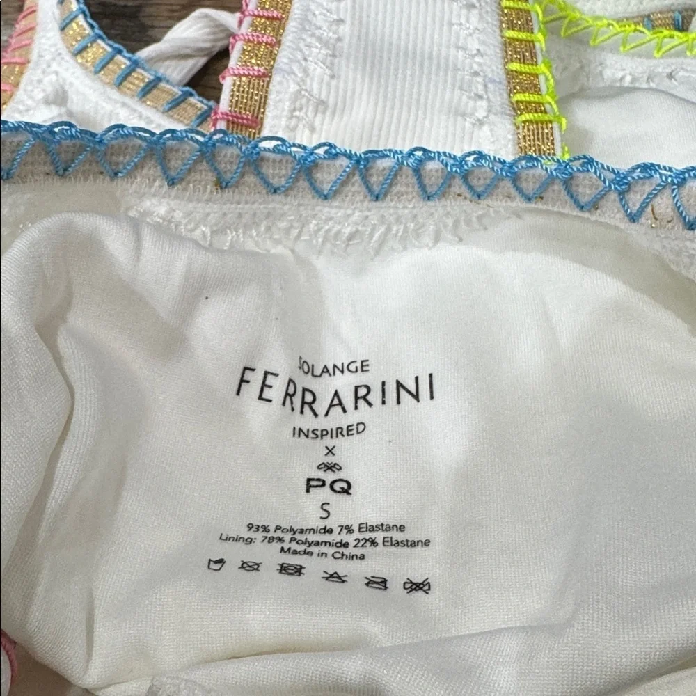 PQ Swim Platinum X Solange Ferrarini Crochet Trim One Piece Swimsuit Small NEW
